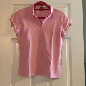 Nike light pink polo white check short sleeve